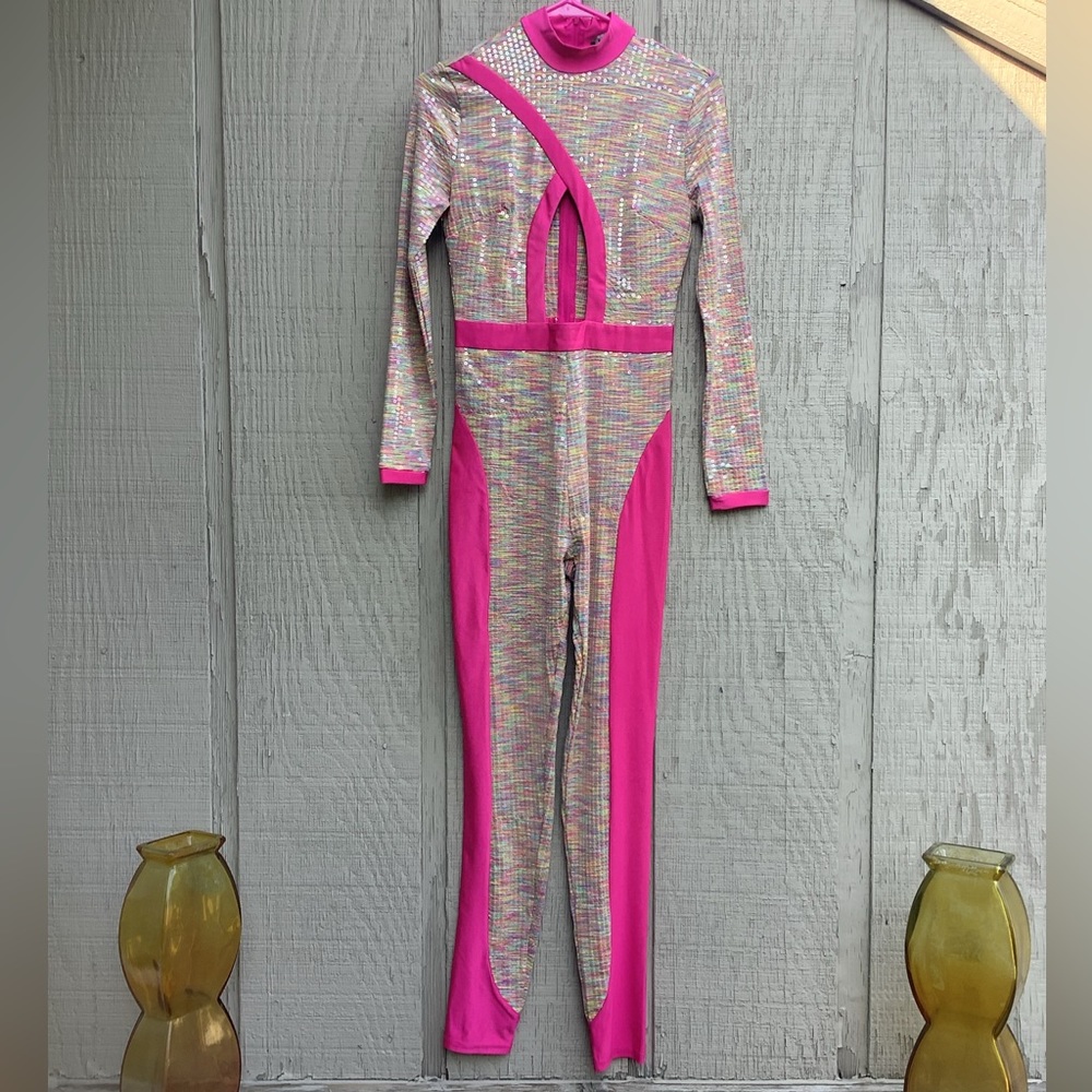 Hot Pink Sequin Jumpsuit